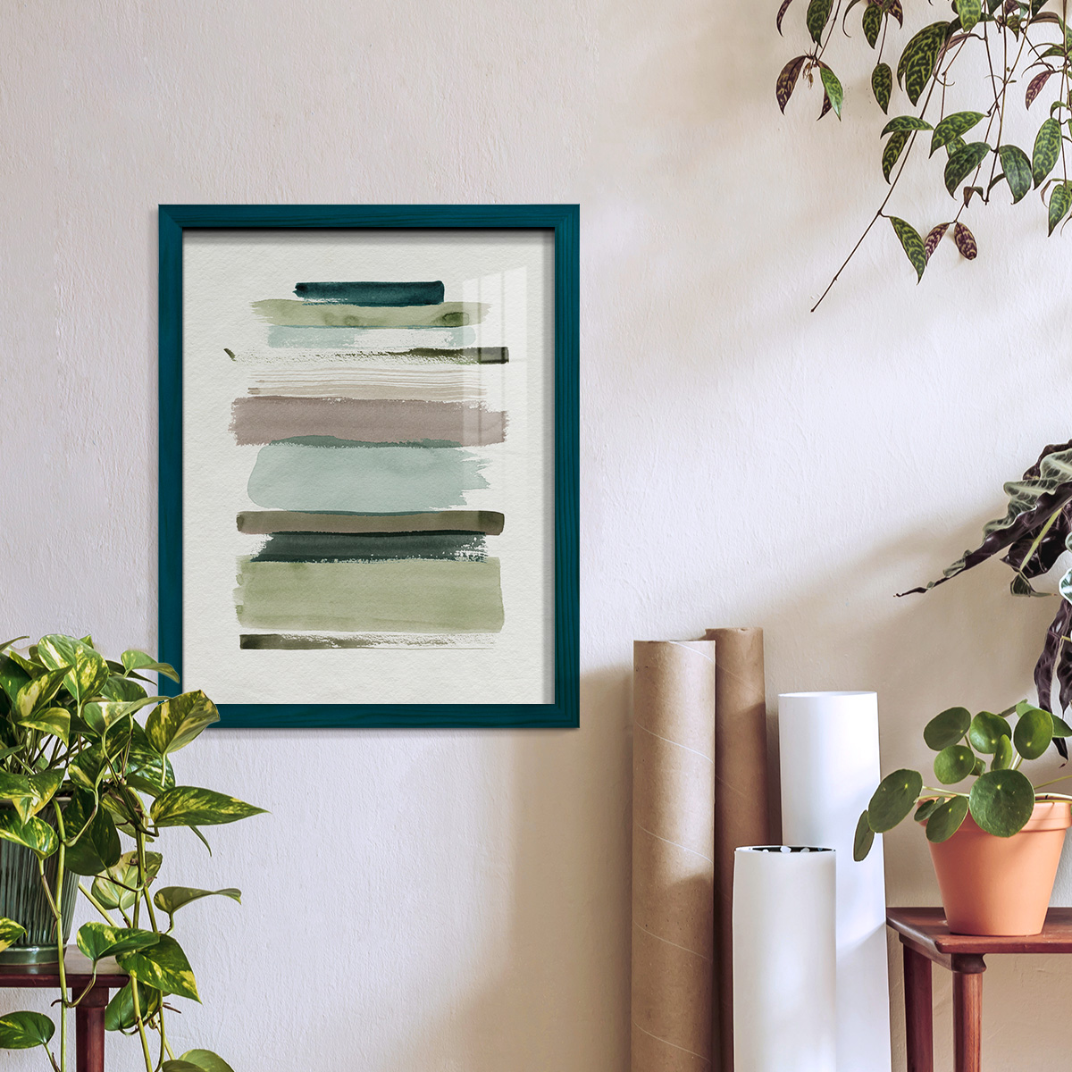 Grass Stains I - Framed Print w/glass - Ocean Blue