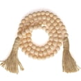 thumbnail image 2 of Ornativity Farmhouse Beads Wooden Garland- Wood Prayer Bead Garland with Tassels Boho Rustic Accented Home décor Country style hanging beads 60 inches (Natural Wood), 2 of 9