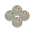 thumbnail image 7 of 13 Inch Round Placemats Set of 4, You Are My Sunshine Non Slip Heat Insulation PP Table Mats, Yellow Sunflowers Cute Bees Heart Grey Washable Place Mats for Kitchen Dining Party Table Decor, 7 of 7