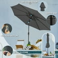 thumbnail image 2 of JUSTLET 9' Outdoor Market Patio Umbrella W/ Push Button Tilt And Crank, Gray, 2 of 9