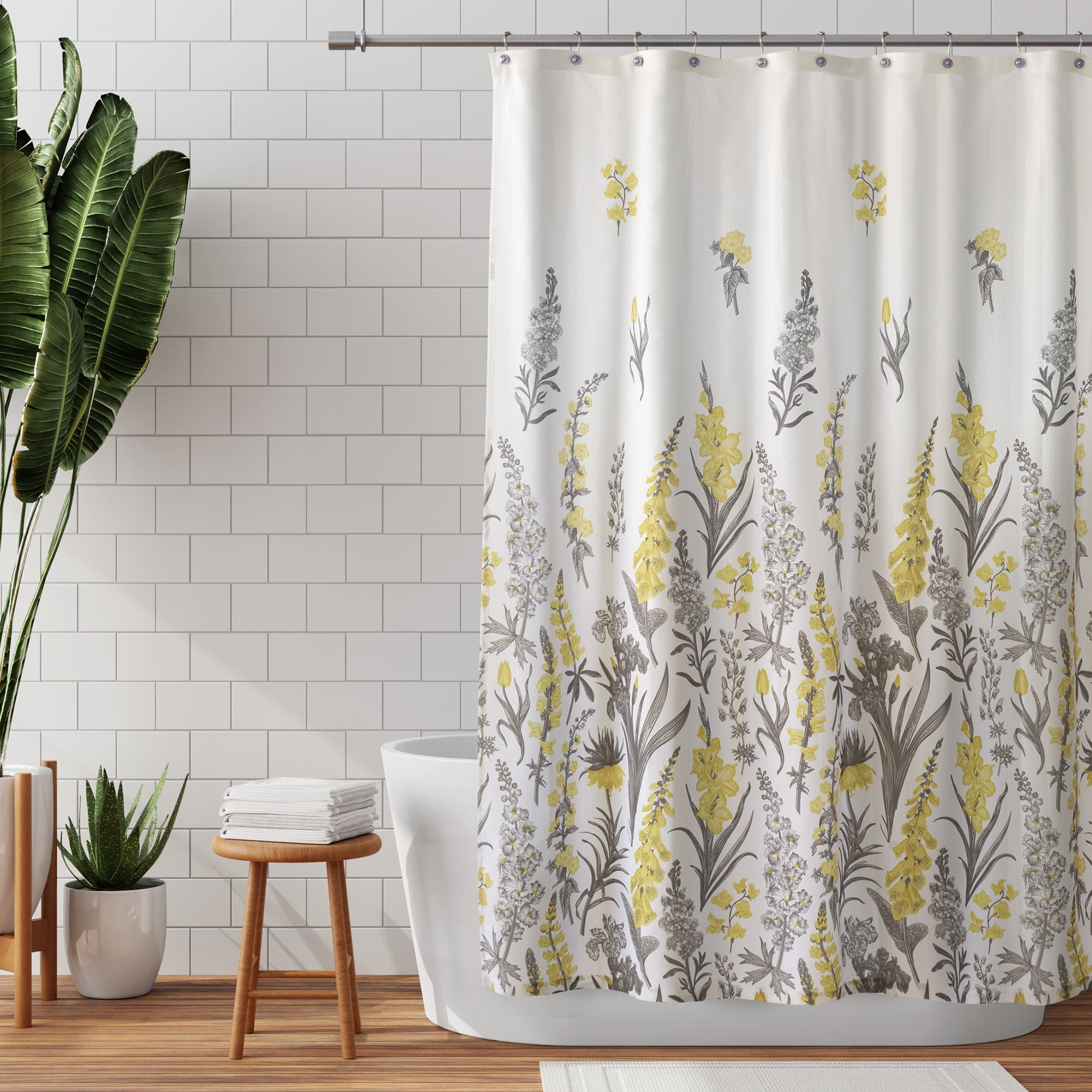 Fabric Shower Curtain Floral Damask Geometric Design 70" x 72" inch 