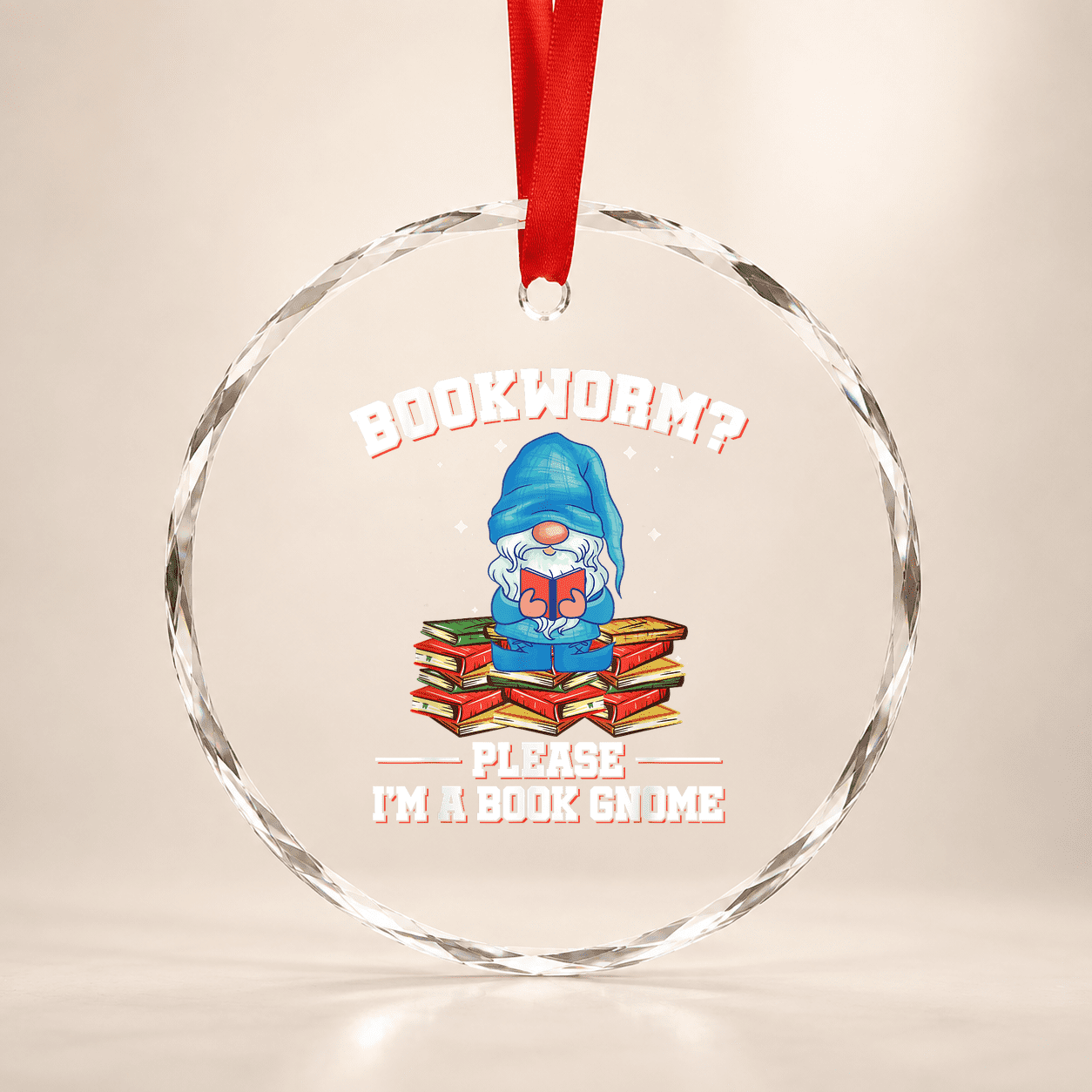 Garden Gnomes Bookworm Please Im A Book Gnome Glass Ornament
