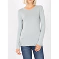 thumbnail image 4 of A2Y Women's Junior Slim Fit Solid Cotton Long Sleeve Crew Neck Top T-Shirt Light Grey L, 4 of 5