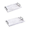 thumbnail image 6 of Fancyes 2 Pieces Rustic Serving Trays Serving Platters Decorative Ottoman Tray Vintage Stylish Farmhouse Decor for Food Tea Breakfast white, 6 of 8