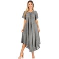 thumbnail image 5 of Sakkas Lilia Embroidered Lace Up Bodice Relaxed Fit Maxi Sun Dress - A-Grey - One Size Regular, 5 of 5