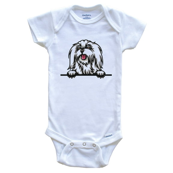 Maltese Dog Breed Cute Baby Bodysuit v3, 0-3 months white