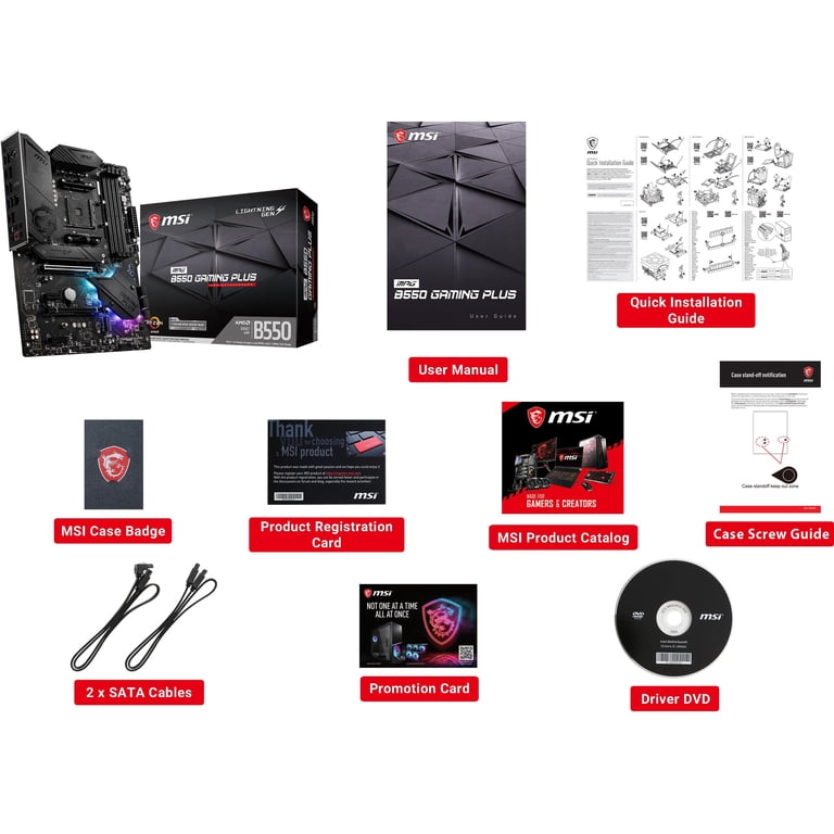MSI MPG B550 GAMING PLUS AM4 AMD Ryzen Motherboard, SATA 6Gb/s