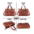 thumbnail image 3 of Leather Woman Laptop Handbag Large Brown Tote Bag, 3 of 5