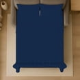 thumbnail image 5 of 4 Piece Sleeper Sofa Bed Sheet Set 100% Egyptian Cotton 800 Thread Count Queen XL Size Sleeper Sofa (60" x 80") Inch Fits Mattresses Up to 6" Drop - Navy Blue Stripe, 5 of 7