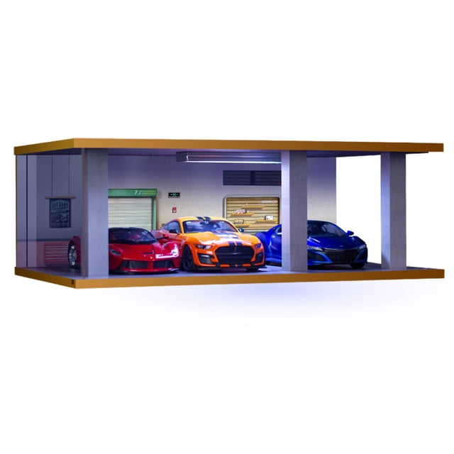 Vitrina Bivitre para coche fundido a escala 1/24 con luz LED