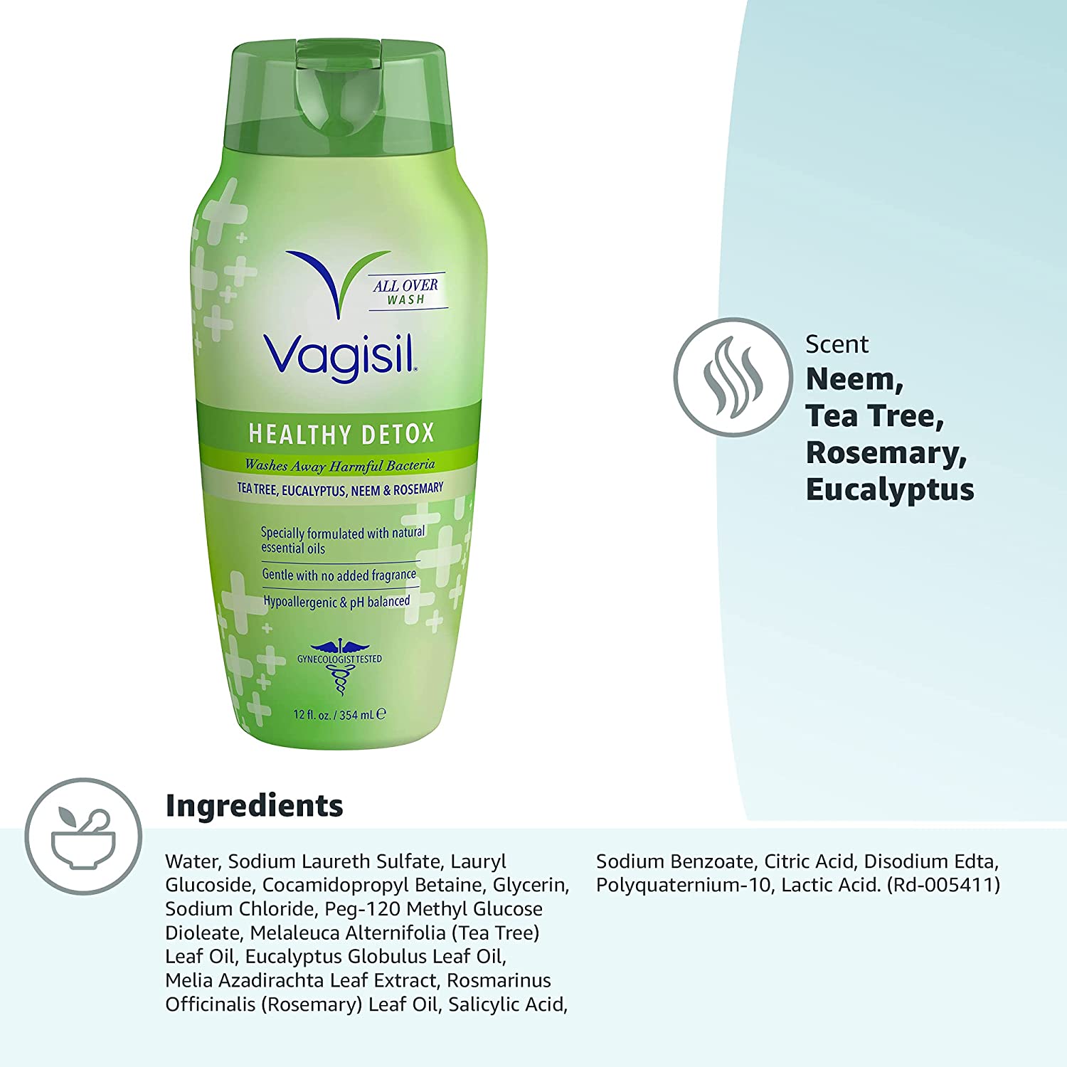 Vagisil Healthy Detox Daily Intimate Vaginal Feminine Wash, 12 oz, 1 Pack - image 2 of 7
