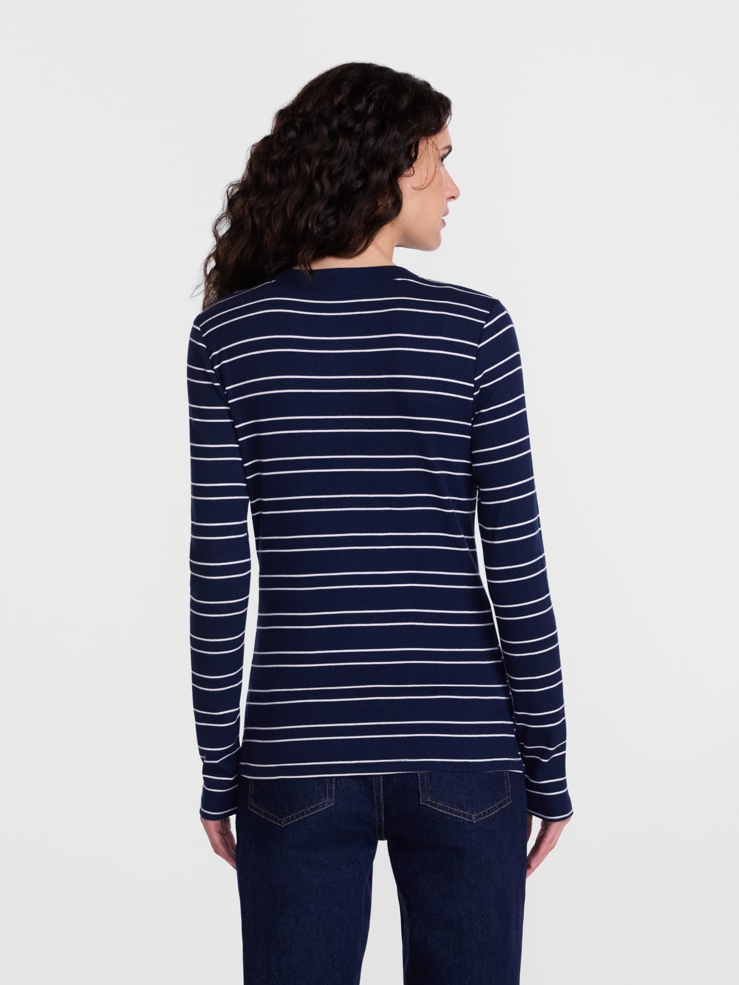Scenario Women's and Women's Plus Rib Henley with Long Sleeves, Sizes XS-4X
