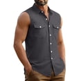 thumbnail image 7 of Big & Tall Men's Sleeveless Button Down Shirts Summer Beach Vacation Casual Regular Fit Shirt with Chest Pockets, Father's Day Gift, 7 of 7
