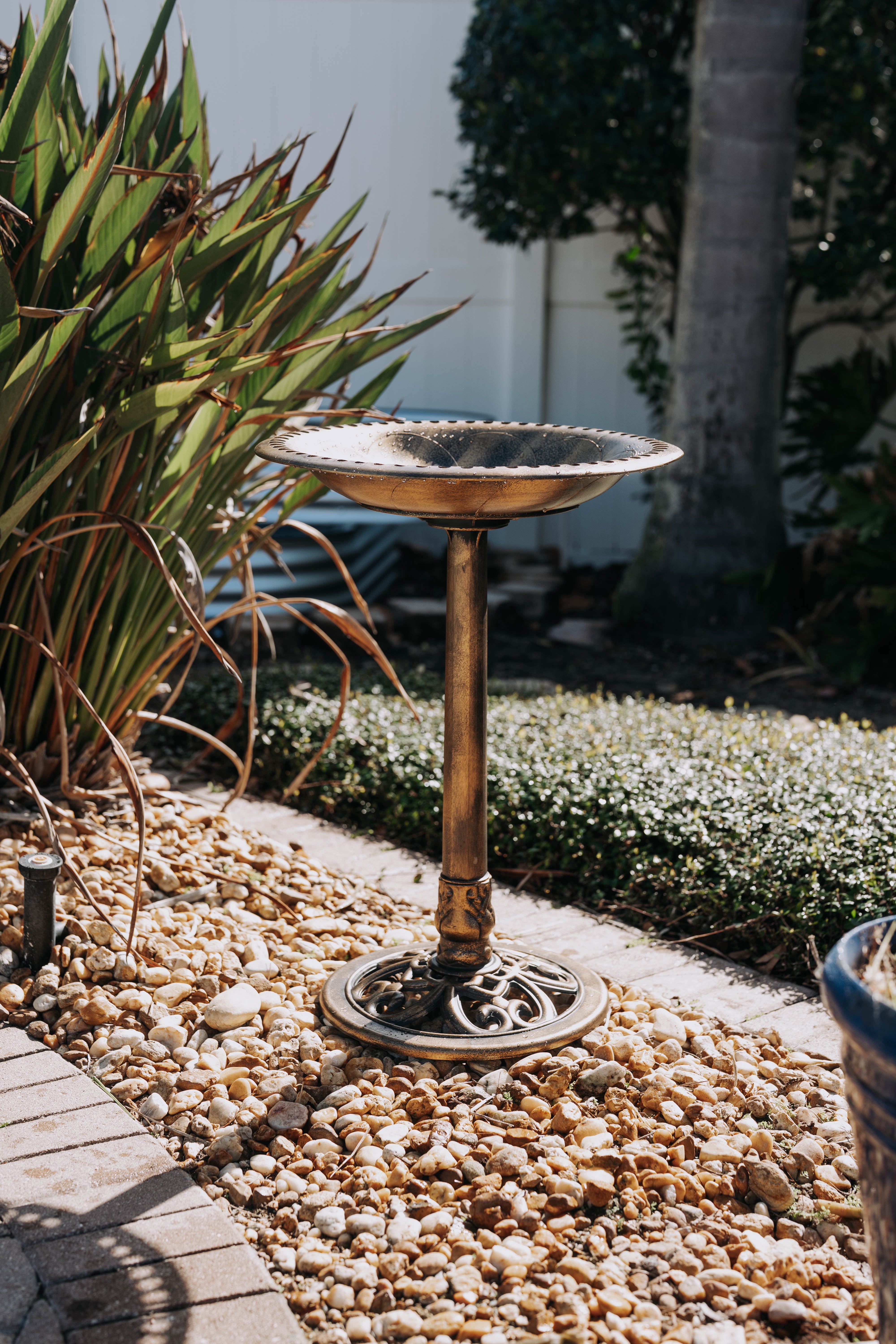 Backyard Expressions Outdoor Garden Bird Bath - Bronze - Weather Resistant Polyresin - 27 Inch