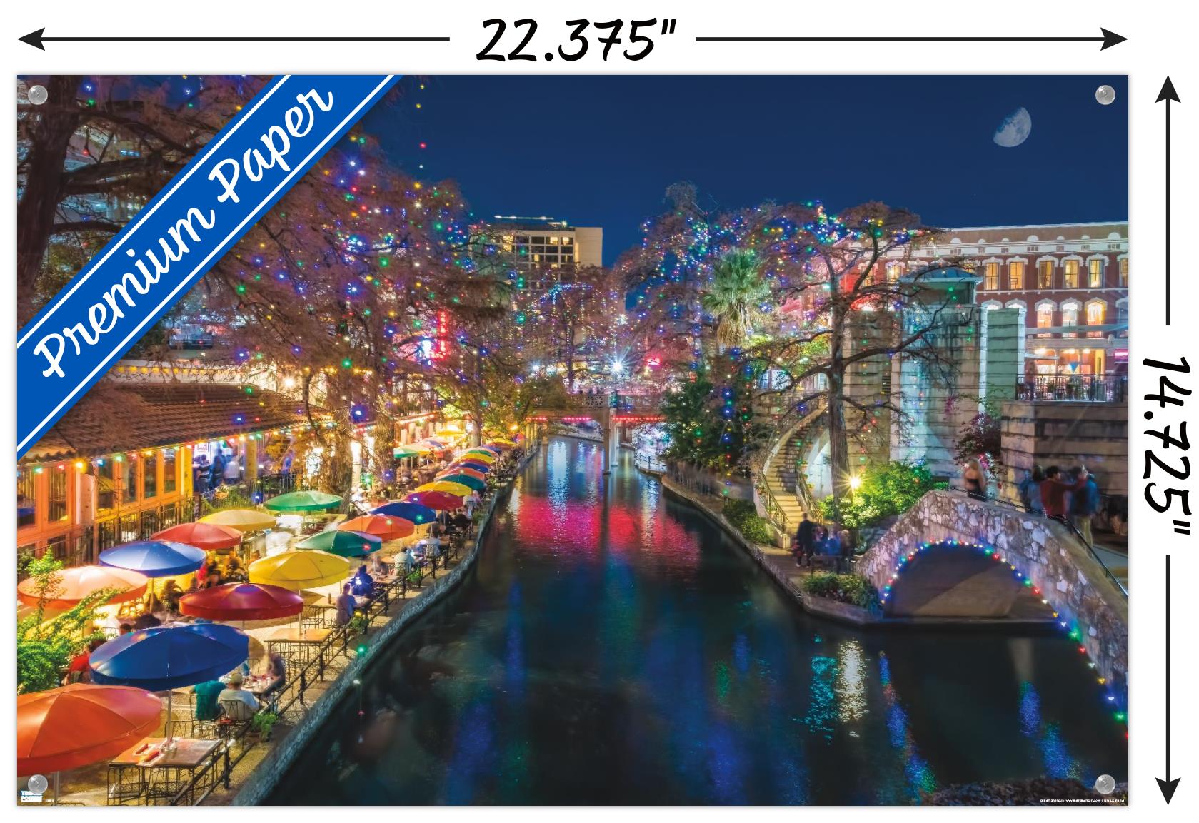 Beth Sheridan - San Antonio Holiday Wall Poster with Pushpins, 14.725" x 22.375"