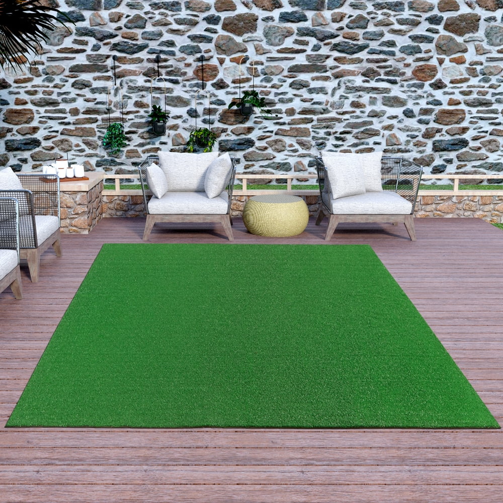 Ottomanson Evergreen Indoor/Outdoor Artificial Grass Turf Area Rug ...