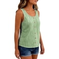 thumbnail image 7 of Stripe Tank Top for Women Crew Neck Sleeveless Loose Fit Button up Casual Tee Shirts Summer Fashion Tunic Tops Blouse Army Green, 7 of 7