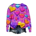 thumbnail image 3 of qucoqpe Valentine's Day Womens Tops Fashion Heart Printed Crew Neck Pullover Shirts Long Sleeve Sweatshirts, 3 of 5