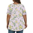 thumbnail image 4 of XADYUY Womens Plus Size Tops 4x-5x Sexy V Neck T Shirts Floral Graphic Tees Short Sleeve Shirts Large Casual Outfits for Women,3XL Light Purple, 4 of 4