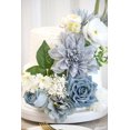 thumbnail image 4 of Piklado Caja Combinada De Flores Artificiales, Juego De Flores Artificiales, Hojas Sueltas Y Tallos, Ramo De Centro De Boda, Novia, Boda, Baby Shower (Gris Blanco Azul), 4 of 5