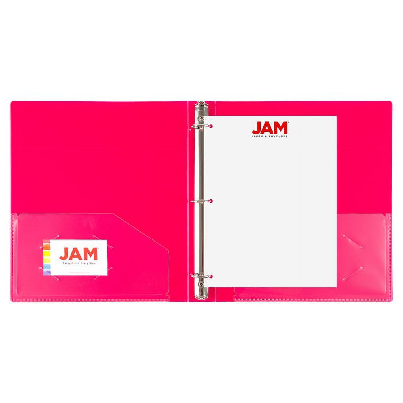 JAM Paper & Envelope Plastic Binder, 1 inch, Hot Pink, 11.5 x 10.25, 1 Pack