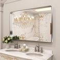 thumbnail image 5 of 55X36 Inch Brushed Nickel Bathroom Mirror, Rounded Rectangle Silver Metal Frame Mirror, Brushed Nickel, Anti-Rust, Shatter Proof, Hangs Horizontally or Vertically, 5 of 5