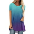 thumbnail image 1 of Besolor Chemises d'Été pour Femmes 2024 Col Rond Manches Courtes Blouse Tee Tunique Décontractée à Porter avec des Leggings, 1 of 4
