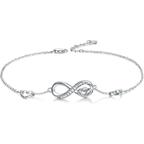 PEIMKO Christmas Gift Ankle Bracelet for Women Cubic Zirconia Sterling Silver Jewelry S925 Adjustable Foot Anklet Jewelry Birthday Gifts Sisters Gifts