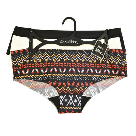 

Love Libby Let It Snow Laser Cut Hipster Panty 3 PACK (4722P) S Blk/Wht/Blk