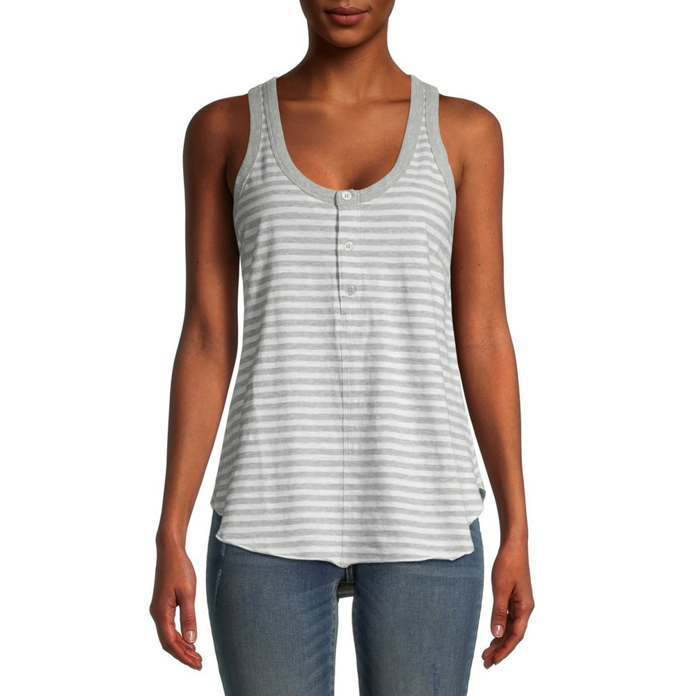Time and Tru Time and Tru Women's Rib Henley Tank Top