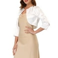 thumbnail image 4 of INSPIRE CHIC Women's Elegant Open Front 3/4 Sleeve Evening Shrug Satin Bolero Cardigan, 4 of 5