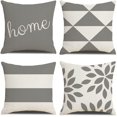 thumbnail image 1 of Juego de 4 Fundas de Cojines 45x45cm Fundas de Almohada Decorativas Modernas Funda de Almohada para sofá Decoración del hogar Sala de Estar Dormitorio para sofá Silla, Funda de Almohada de Lino geomét, 1 of 5