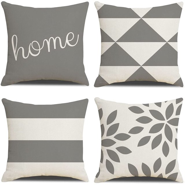 Juego de 4 Fundas de Cojines 45x45cm Fundas de Almohada Decorativas Modernas Funda de Almohada para sofá Decoración del hogar Sala de Estar Dormitorio para sofá Silla, Funda de Almohada de Lino geomét