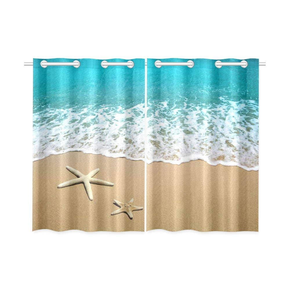 Ocean and Colorful Cloudy Sky Kitchen Curtains 2 Panel Set Decor Window Drapes