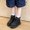 Black, variant on Kids Classic Lace‑Up Combat Boots, Side Zipper Smooth Leather Ankle Booties, Chunky Lug Non‑Slip Platform Sole Boys Girls Outdoor Short Boots