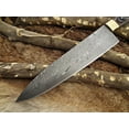 thumbnail image 2 of Damascus Steel kitchen Knife 14 Inches full tang 9" long Hand Forged blade, 2 Tone Dollar wood and brass bolster scale, 2 of 5