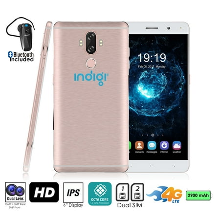 4G LTE Unlocked SmartPhone by Indigi (OctaCore @ 1.3GHz + Android 7 + 13MP CAM + 2SIM + Fingerprint) + Bluetooth