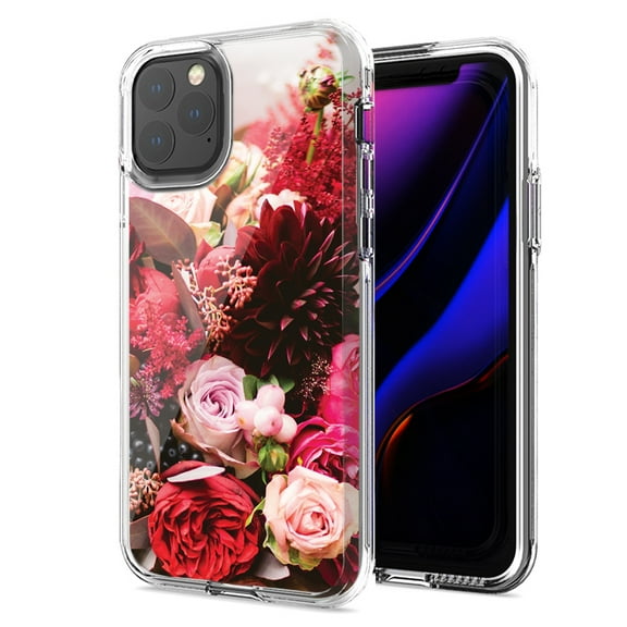 MUNDAZE For Apple iPhone 11 Colorful Flowers Design Double Layer Phone Case Cover