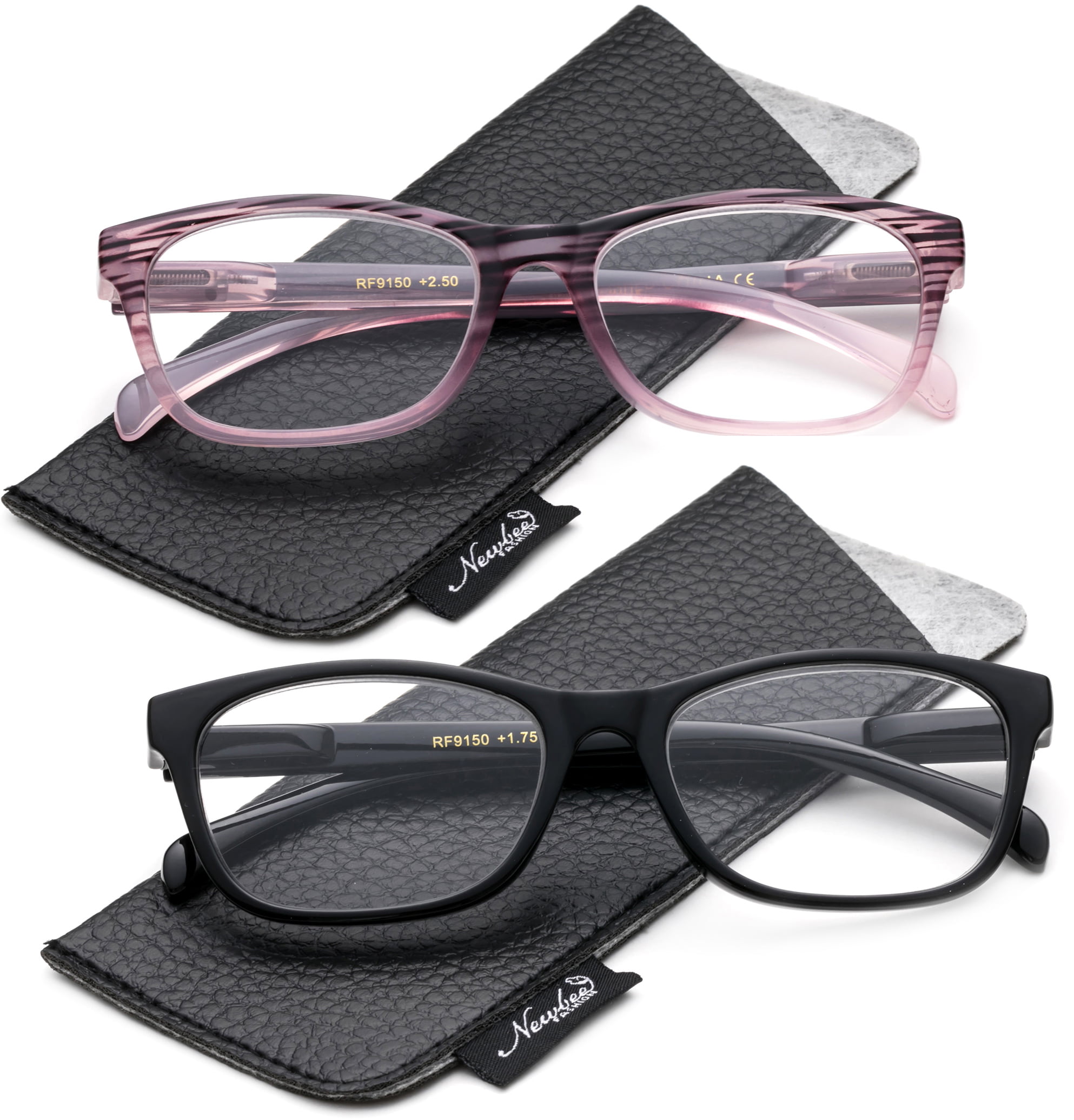 Pack Fashion Reading Glasses For Women Spring Temple With Carrying Pouches Walmart Com