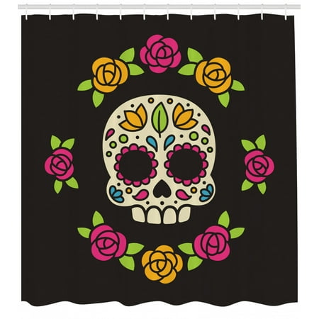 Sugar Skull Shower Curtain Dia De Los Muertos Concept Colorful