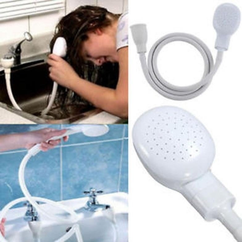 Double Tap Pet Bath Tub Faucet Shower Spray Head Hose Push On Attachment 
