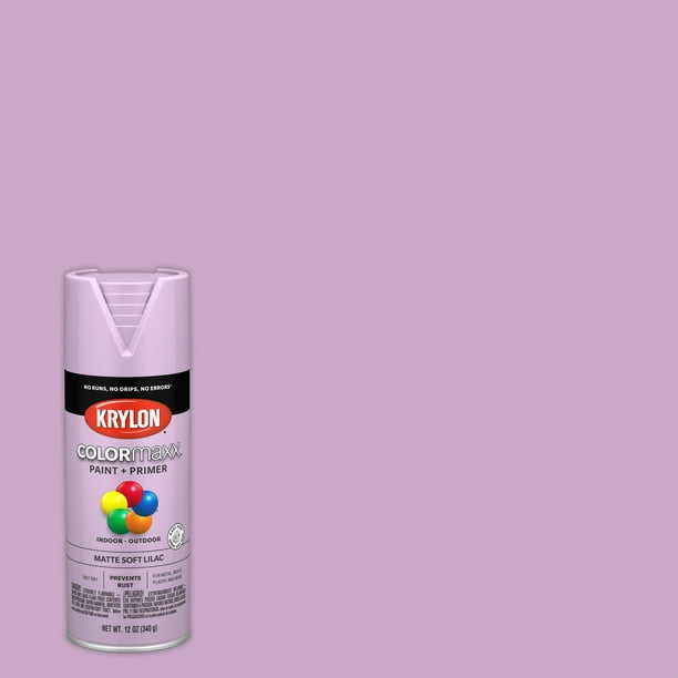 Krylon COLORmaxx Paint + Primer Spray Paint, Matte, Soft Lilac, 12 oz