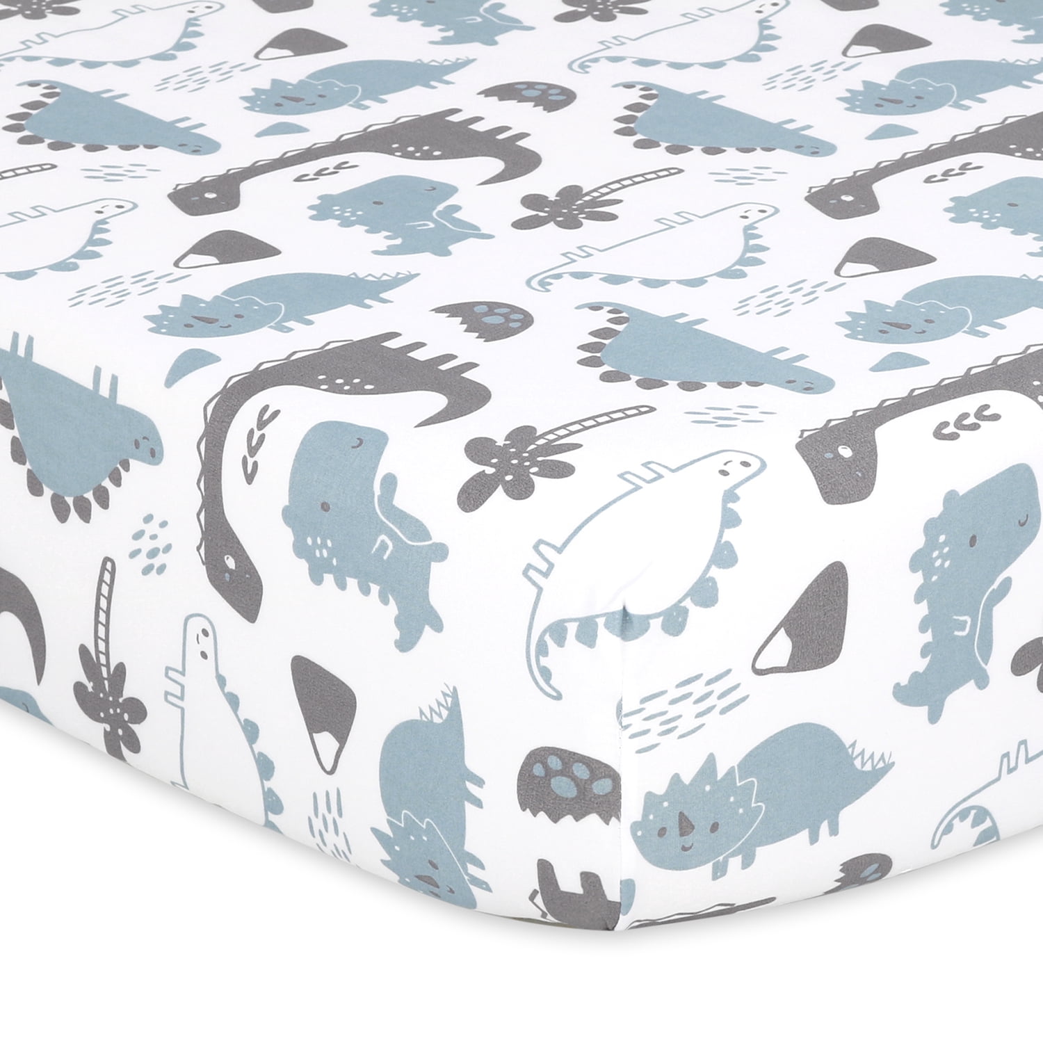 The Peanutshell Celestial Stars and Dinosaur Fitted Crib Sheets, Unisex 8-Pack Set, Grey, Blue, White