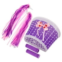 Soimiss 1 Set Bicycle Basket Front Children Purple Vibrant Woven Design Handlebar Decoration