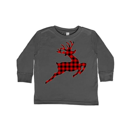 

Inktastic Plaid Christmas Reindeer Silhouette Gift Toddler Boy or Toddler Girl Long Sleeve T-Shirt