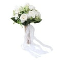 thumbnail image 4 of Flores artificiales realistas, modernas, elegantes, decorativas, ramo de novia para fotografía de boda, color blanco lechoso, 4 of 10