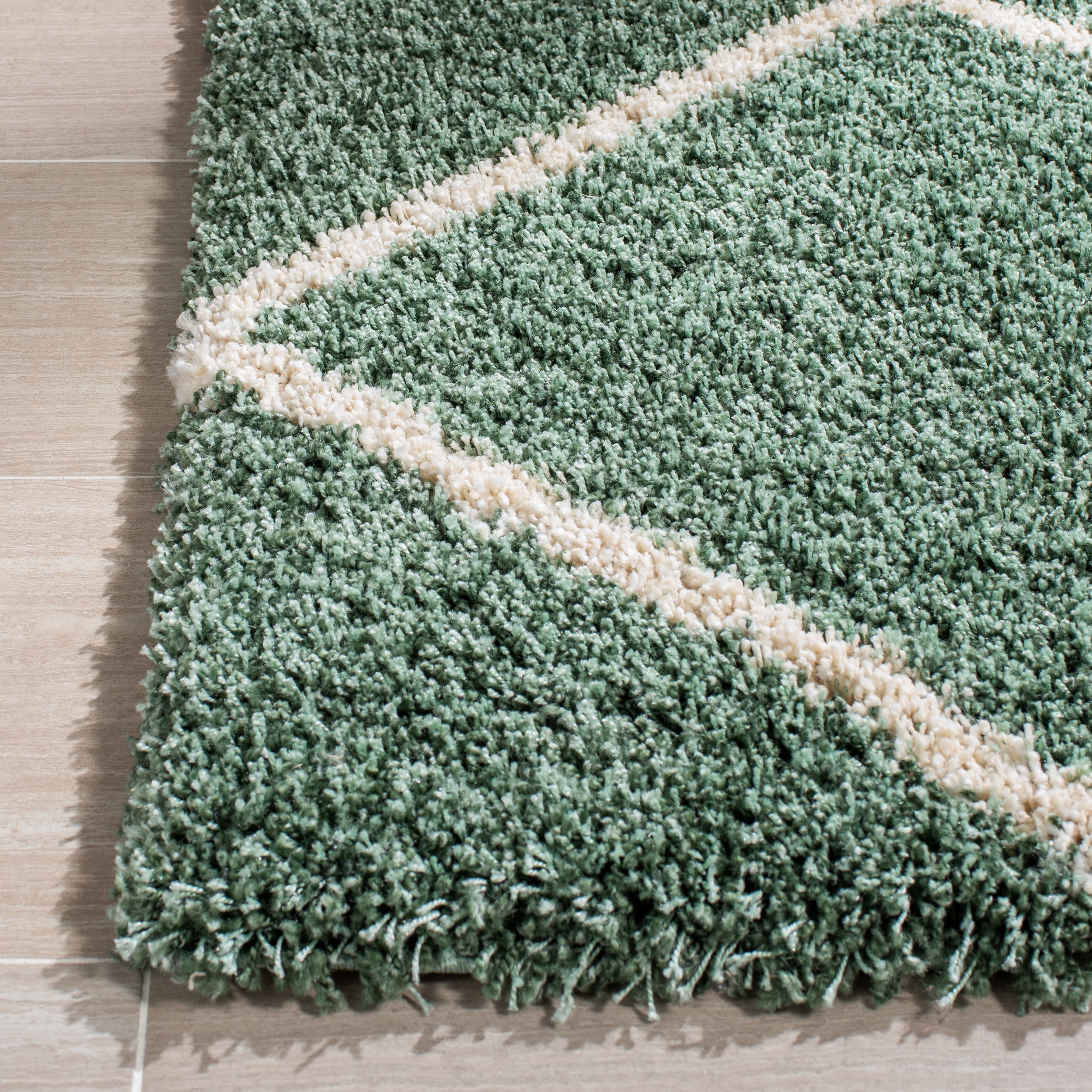 Safavieh Hudson Amias Geometric Shag Area Rug, Green/Ivory, 4' x 4' Square