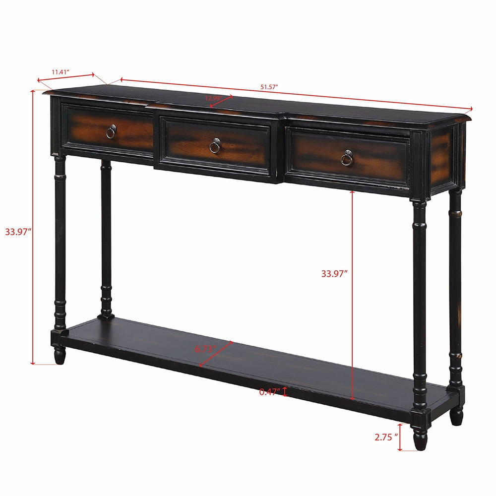 Lowestbest Exquisite Design Console Table, Luxurious Sofa Side Table with Drawers and Projecting Drawers, Espresso Lowestbest Exquisite Design Console Table, Luxurious Sofa Side Table with Drawers and Projecting Drawers, Espresso