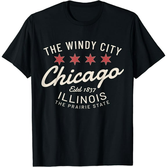 Chicago Illinois Windy City Estd 1837 Prairie State Souvenir T-Shirt