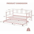 thumbnail image 2 of Twin Metal Daybed with Trundle, Pullout Trundle Bed Frame with Arched Headboard, Guest Sofa Bed with Steel Slat Support, No Box Spring Required, Easy Assembly, for Living Room, Bedroom, Pink, 2 of 7